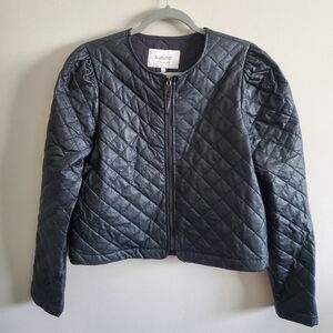 Quilted Black Puff Sleeve Jacket
